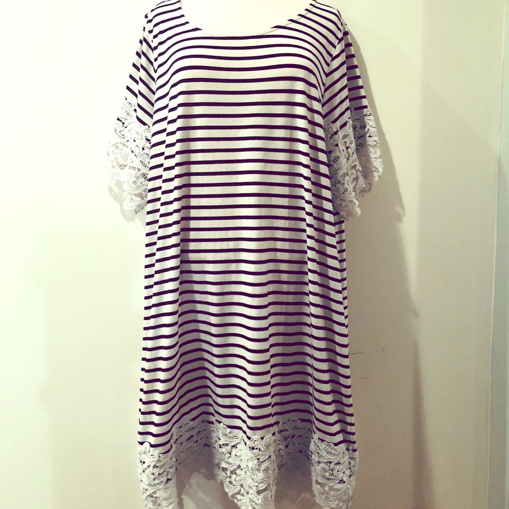 Tommy Hilfiger Striped Lace Tunic Dress